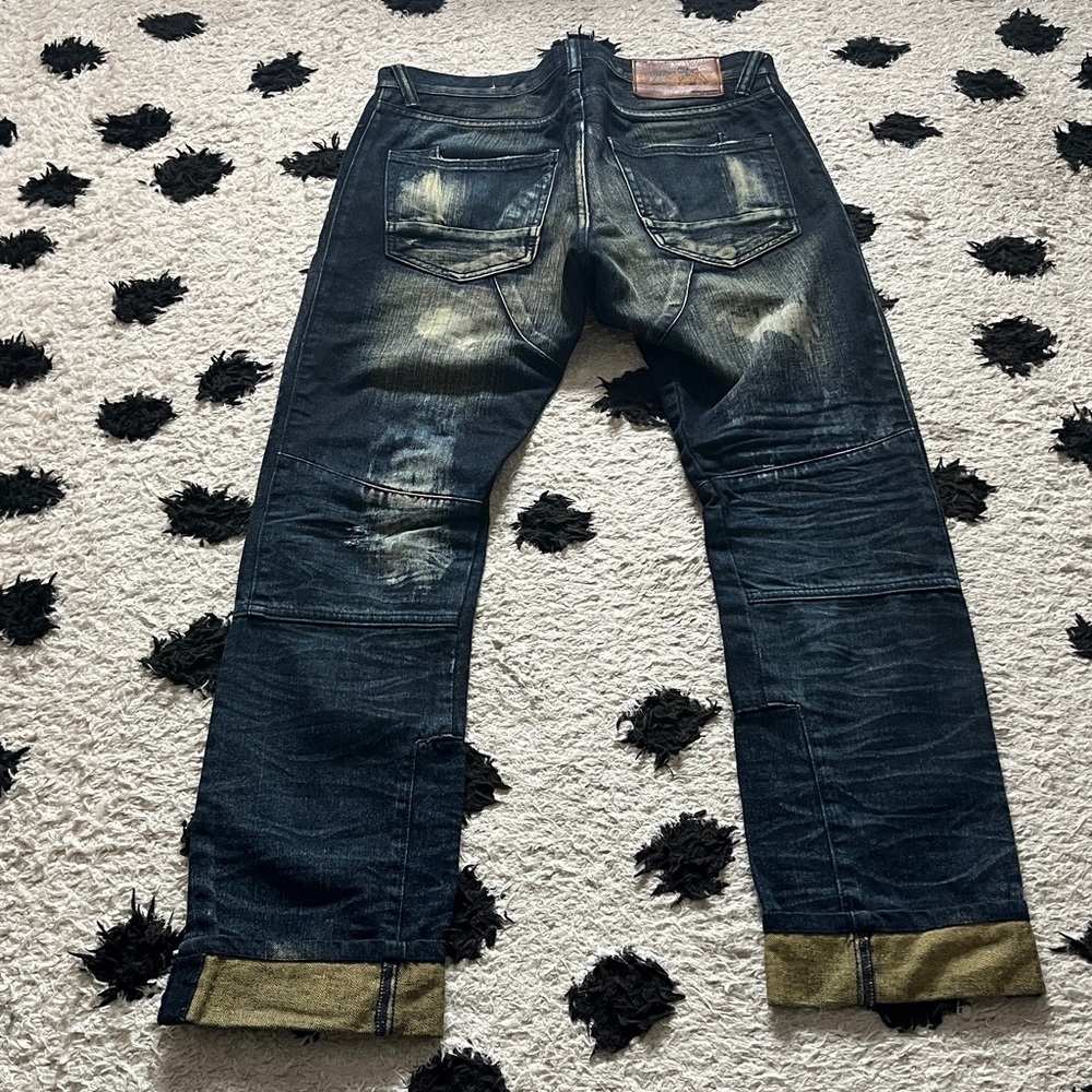 PRPS W30 Men's Dark Blue and Tan Relaxed distressed Jeans - Picture 16 of 16